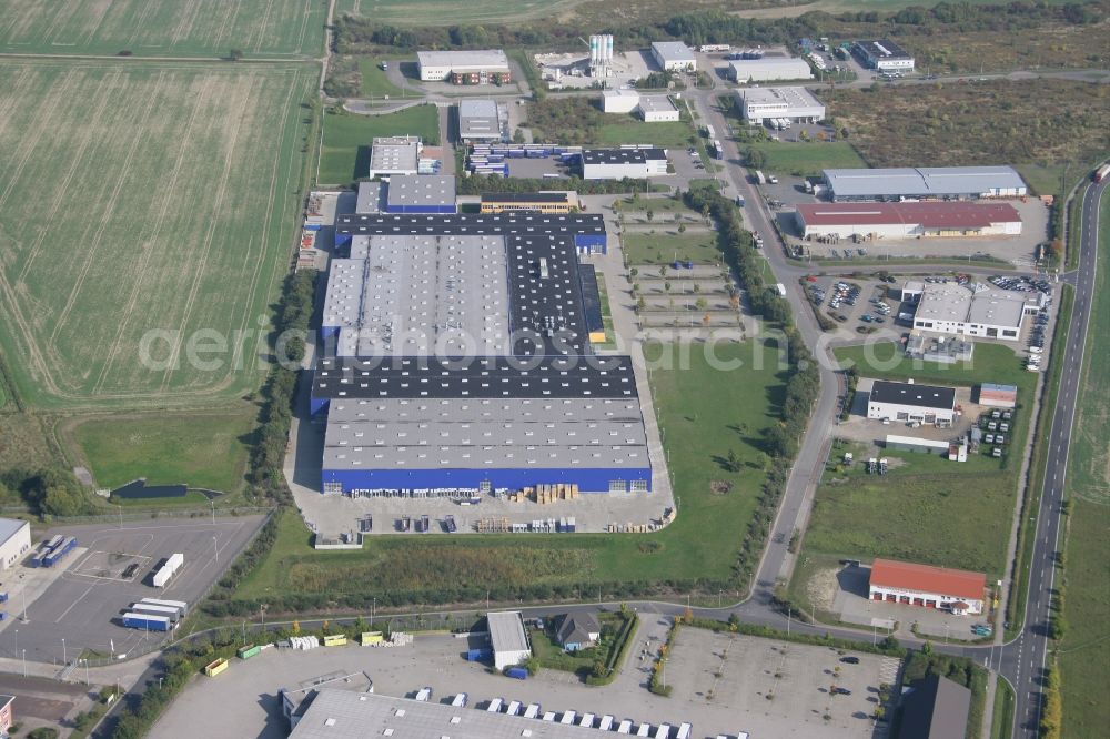 Aerial image Brandis - Building and production halls on the premises of the Hoermann KG in Brandis in the state Saxony, Germany