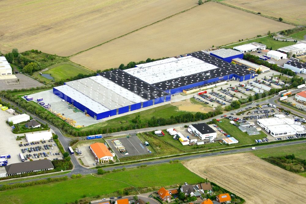 Brandis from above - Building and production halls on the premises of the Hoermann KG in Brandis in the state Saxony, Germany