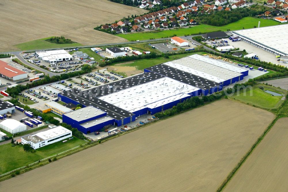 Aerial image Brandis - Building and production halls on the premises of the Hoermann KG in Brandis in the state Saxony, Germany