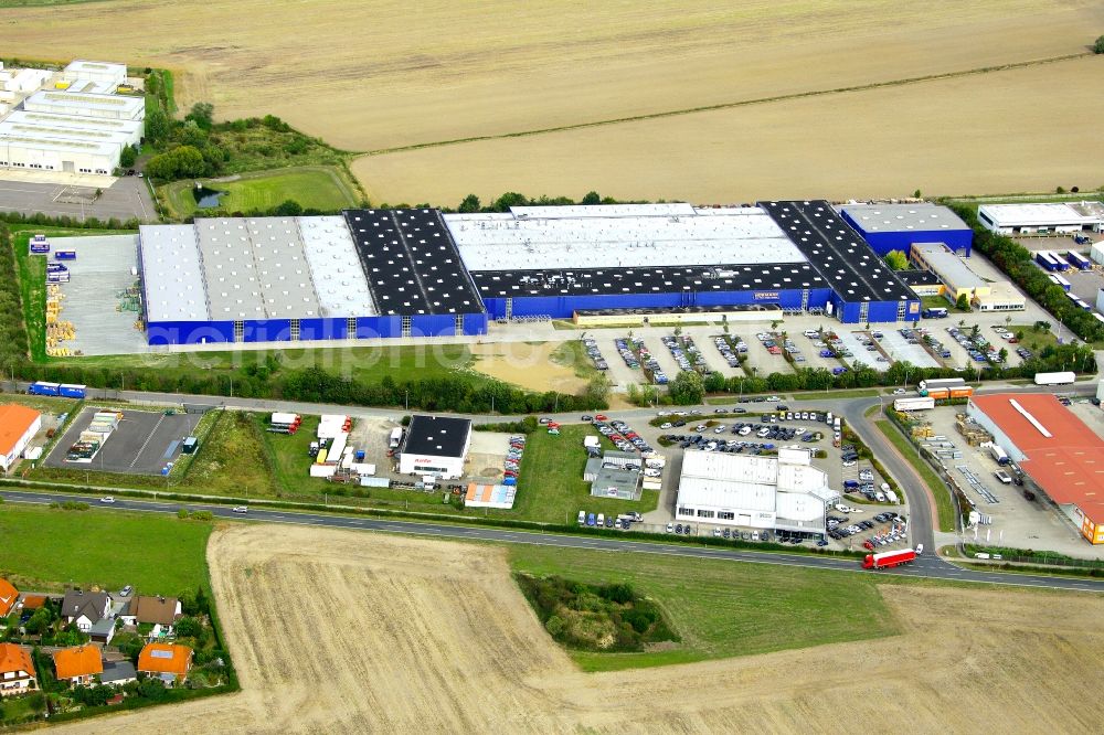 Brandis from above - Building and production halls on the premises of the Hoermann KG in Brandis in the state Saxony, Germany