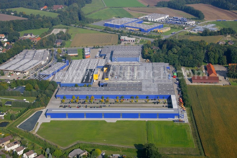 Aerial photograph Steinhagen - Building and production halls on the premises of the Hoermann KG Brockhagen in Steinhagen in the state North Rhine-Westphalia, Germany