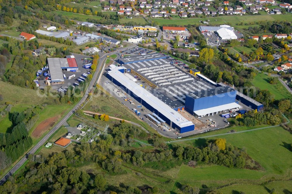 Freisen from above - Building and production halls on the premises of the Hoermann KG in Freisen in the state Saarland, Germany