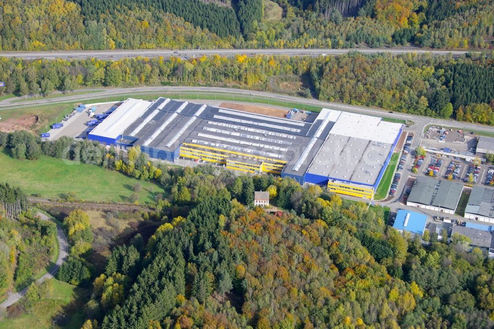 Nohfelden from the bird's eye view: Building and production halls on the premises of the Hoermann KG in Nohfelden in the state Saarland, Germany