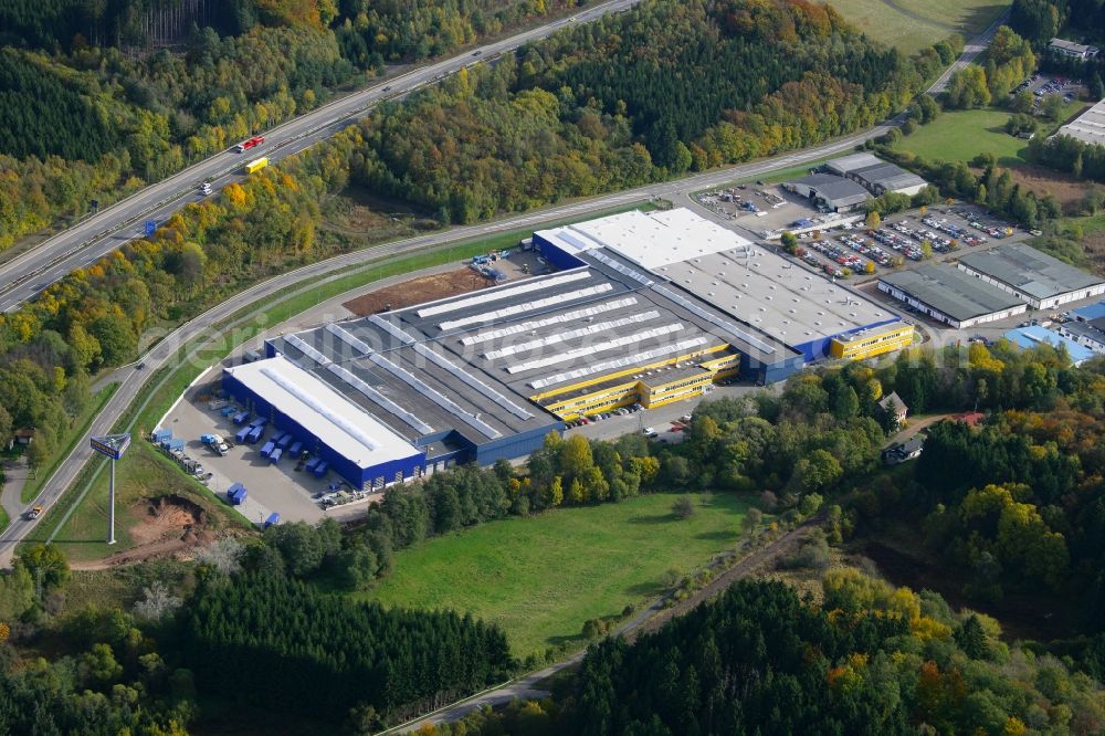 Aerial image Nohfelden - Building and production halls on the premises of the Hoermann KG in Nohfelden in the state Saarland, Germany