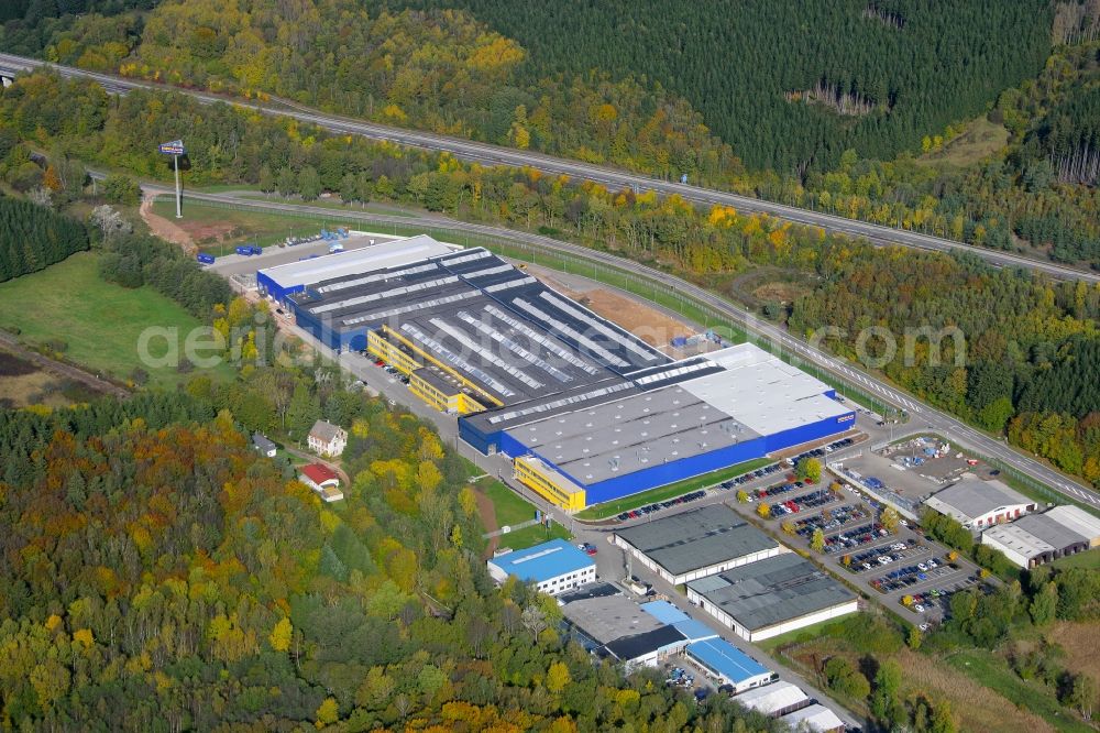 Nohfelden from above - Building and production halls on the premises of the Hoermann KG in Nohfelden in the state Saarland, Germany