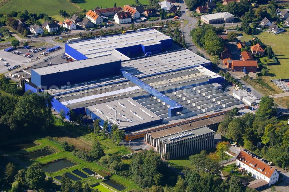 Aerial photograph Steinhagen - Building and production halls on the premises of the Hoermann KG in the district Amshausen in Steinhagen in the state North Rhine-Westphalia, Germany