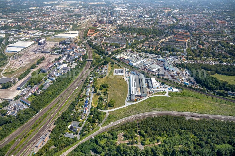 Aerial image Dortmund - Building and production halls on the premises of Hugo Miebach GmbH in the district Tremonia in Dortmund in the state North Rhine-Westphalia, Germany