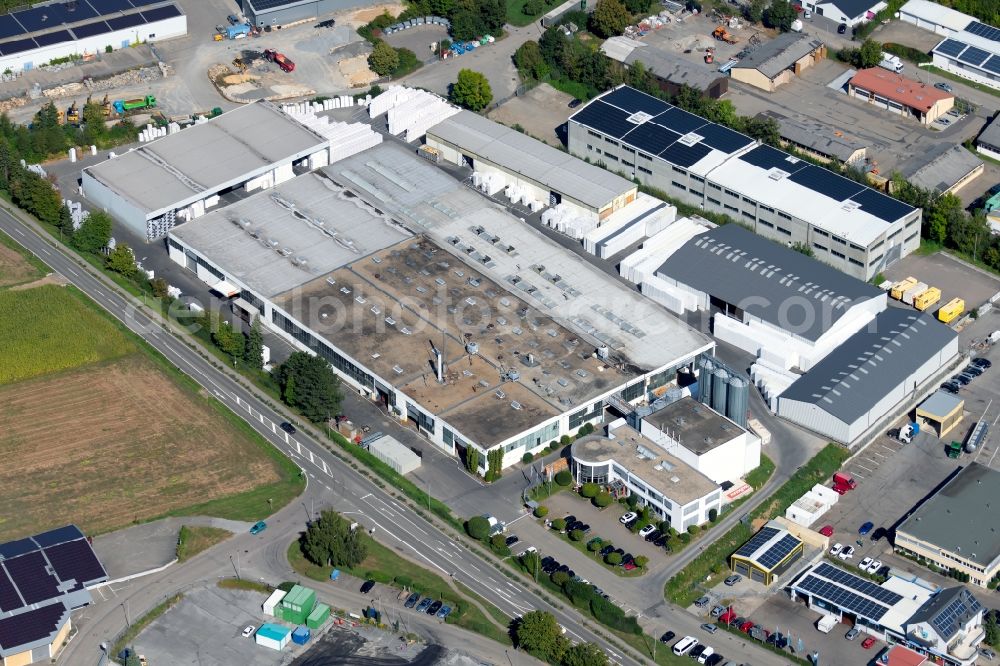 Abstatt from above - Building and production halls on the premises of IsoBouw GmbH on Etrastrasse in Abstatt in the state Baden-Wurttemberg, Germany