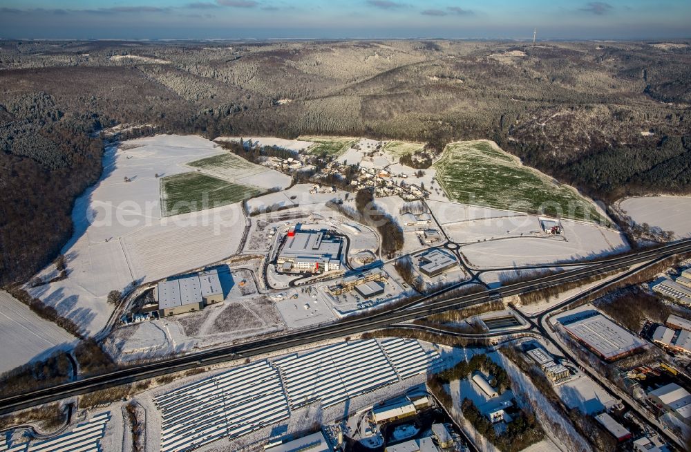 Meschede from above - Building and production halls on the premises of ITH-GmbH in Meschede in the state North Rhine-Westphalia