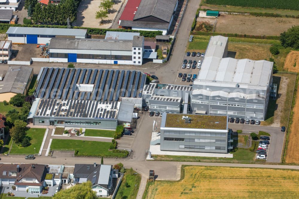 Aerial image Kehl - Building and production halls on the premises JEAN D'ARCEL Cosmetique on street Im Fuchseck in the district Bodersweier in Kehl in the state Baden-Wuerttemberg, Germany