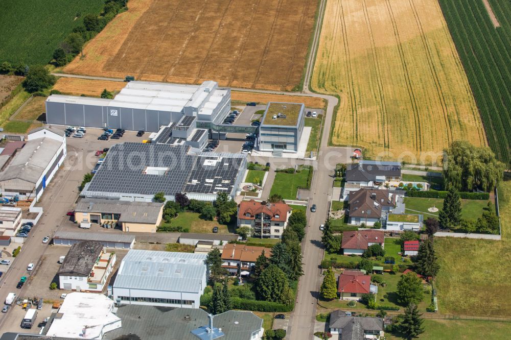 Aerial image Kehl - Building and production halls on the premises JEAN D'ARCEL Cosmetique on street Im Fuchseck in the district Bodersweier in Kehl in the state Baden-Wuerttemberg, Germany