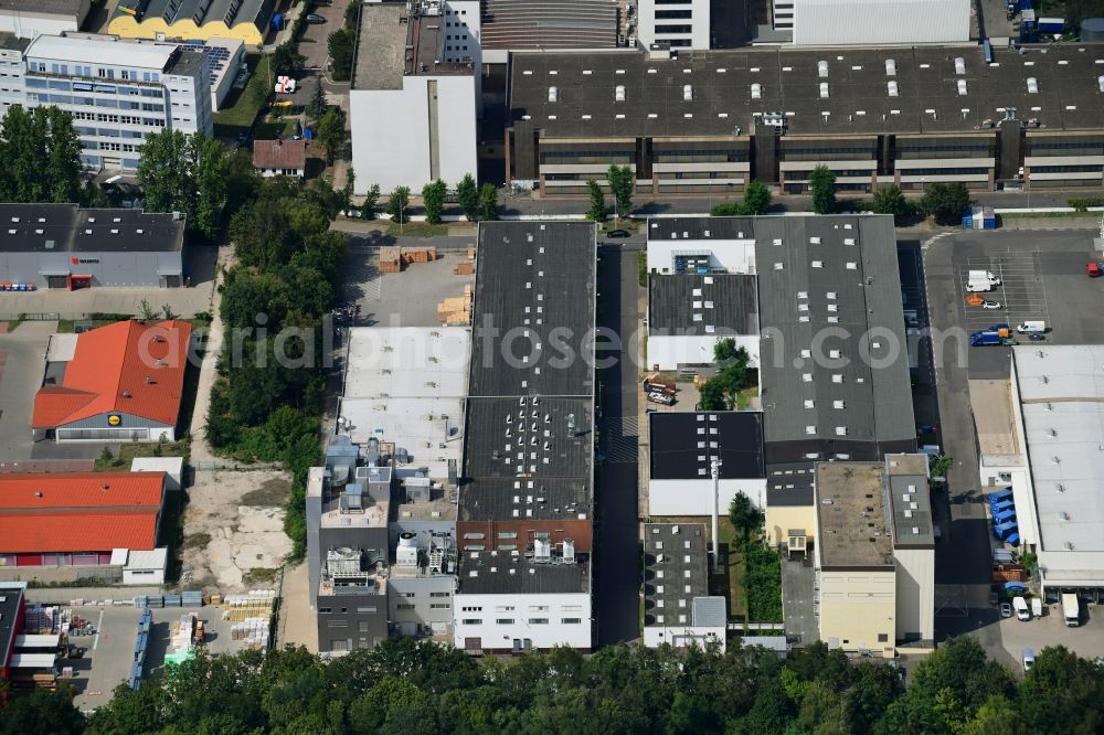 Aerial image Berlin - Building and production halls on the premises of Johns Manville GmbH on Wupperstrasse in the district Lichterfelde in Berlin, Germany