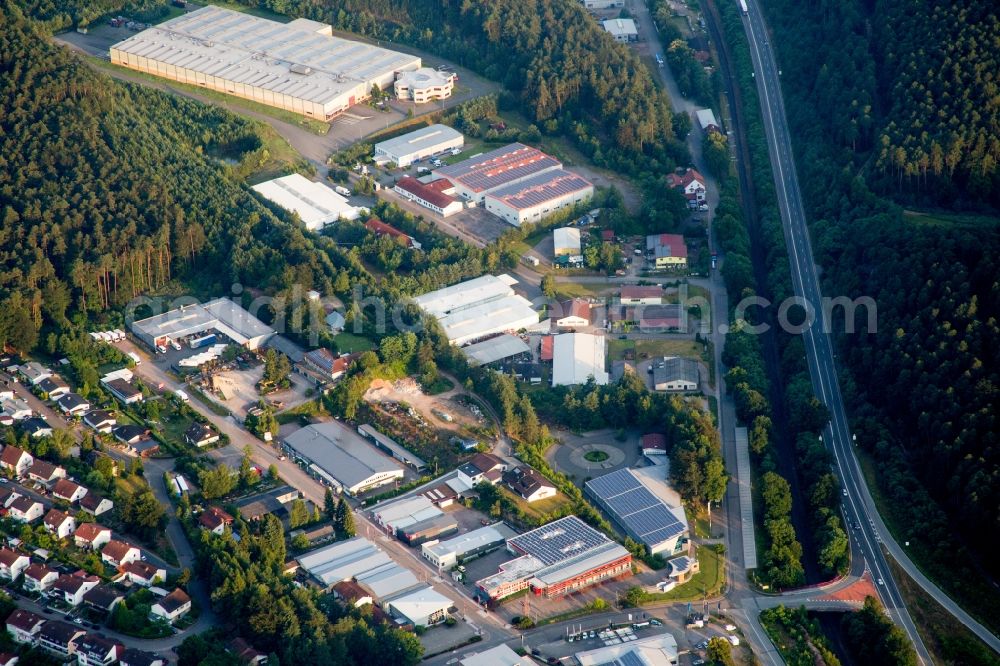 Hauenstein from above - Building and production halls on the premises of Josef Seibel Schuhfabrik GmbH in Hauenstein in the state Rhineland-Palatinate, Germany