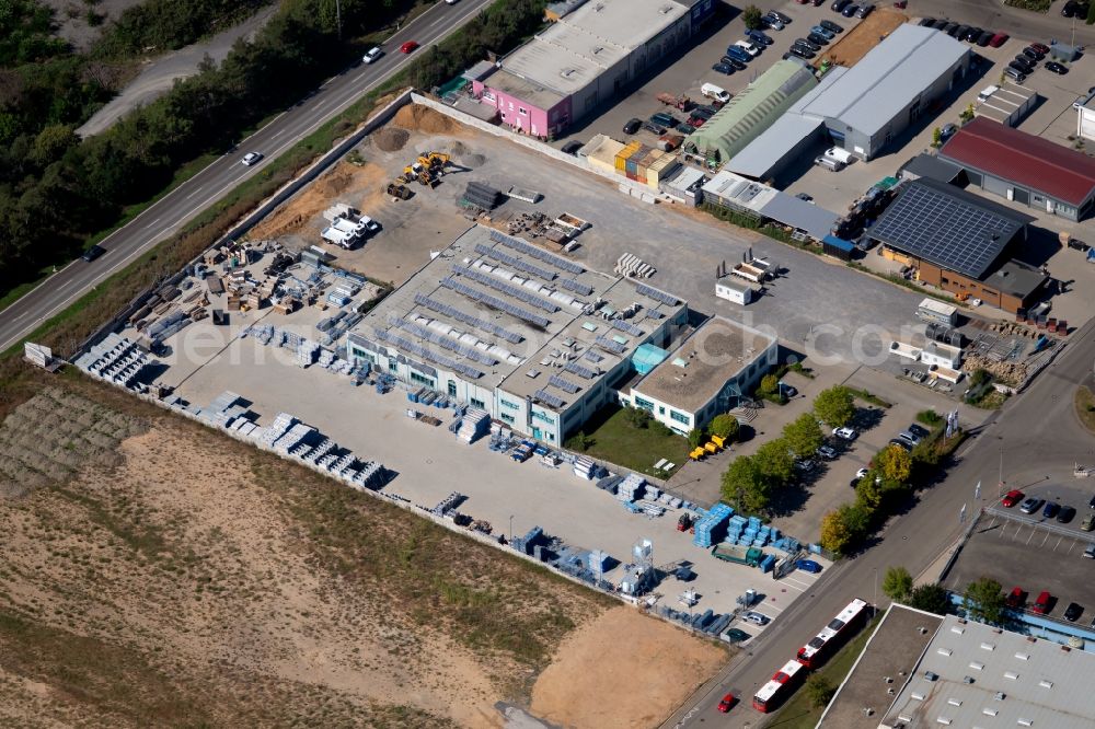 Talheim from above - Building and production halls on the premises of KACO GmbH & Co. KG in Talheim in the state Baden-Wurttemberg, Germany