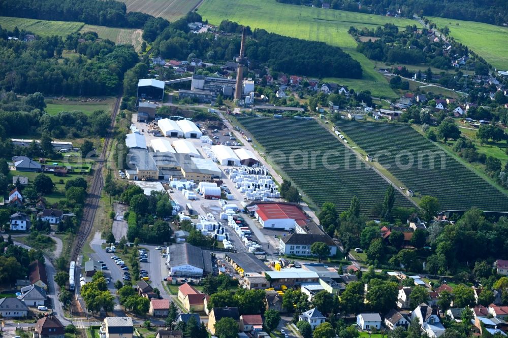 Klosterfelde from above - Building and production halls on the premises of Karibu Holztechnik on street Beusterstrasse in Klosterfelde in the state Brandenburg, Germany