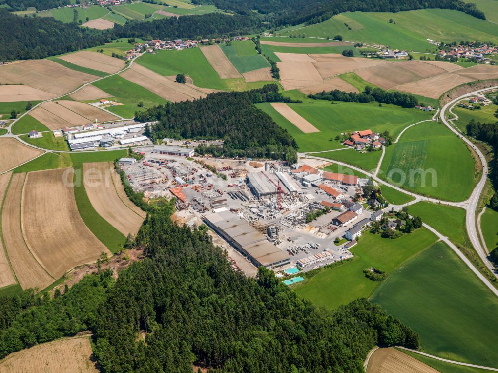 Röhrnbach from above - Building and production halls on the premises of Karl Bachl GmbH & Co. KG in Roehrnbach in the state Bavaria, Germany