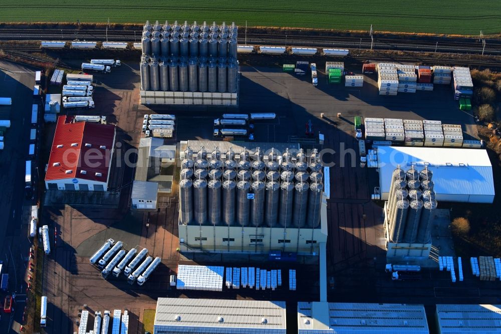 Aerial photograph Markranstädt - Building and production halls on the premises of KARL SCHMIDT SPEDITION GmbH & Co. KG Am Glaeschen in Markranstaedt in the state Saxony, Germany