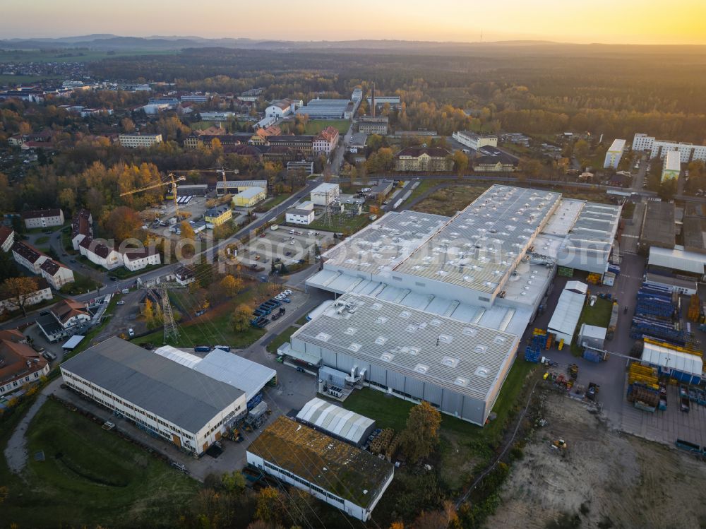 Aerial image Radeberg - Buildings and production halls of Karosseriewerke Dresden GmbH in Radeberg in the federal state of Saxony, Germany