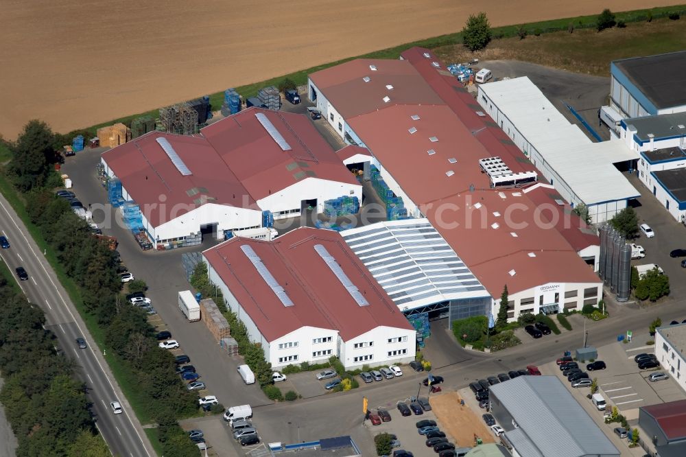 Talheim from above - Building and production halls on the premises of KNIPPING KUNSTSTOFFTECHNIK Gessmann GmbH on the Sontheimer Feld in Talheim in the state Baden-Wurttemberg, Germany