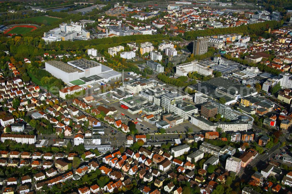 Aerial image Heilbronn - Building and production halls on the premises of Knorr - Unilever Deutschland GmbH on street Besigheimer Strasse in Heilbronn in the state Baden-Wuerttemberg, Germany