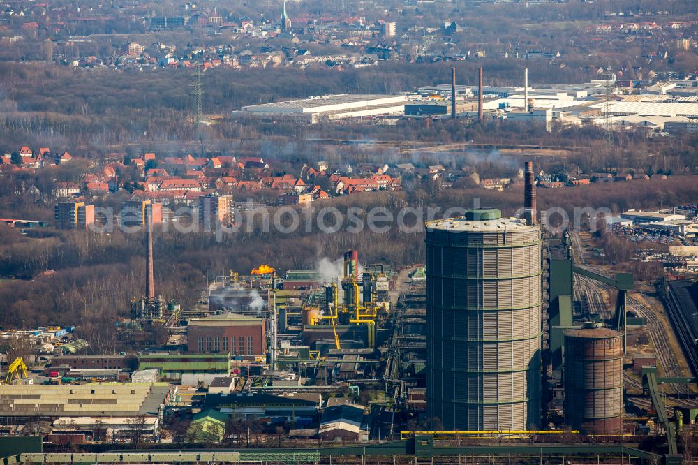 Bottrop from the bird's eye view: Factory premises of the steel construction company Kokerei Prosper - ArcelorMittal Bottrop GmbH in Bottrop in the Ruhr area in the state of North Rhine-Westphalia