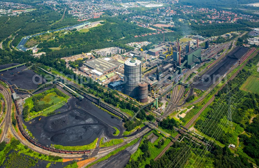 Bottrop from above - Factory premises of the steel construction company Kokerei Prosper - ArcelorMittal Bottrop GmbH in Bottrop in the Ruhr area in the state of North Rhine-Westphalia