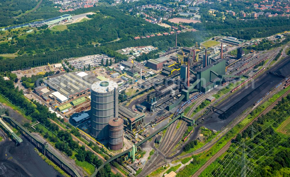 Aerial image Bottrop - Factory premises of the steel construction company Kokerei Prosper - ArcelorMittal Bottrop GmbH in Bottrop in the Ruhr area in the state of North Rhine-Westphalia