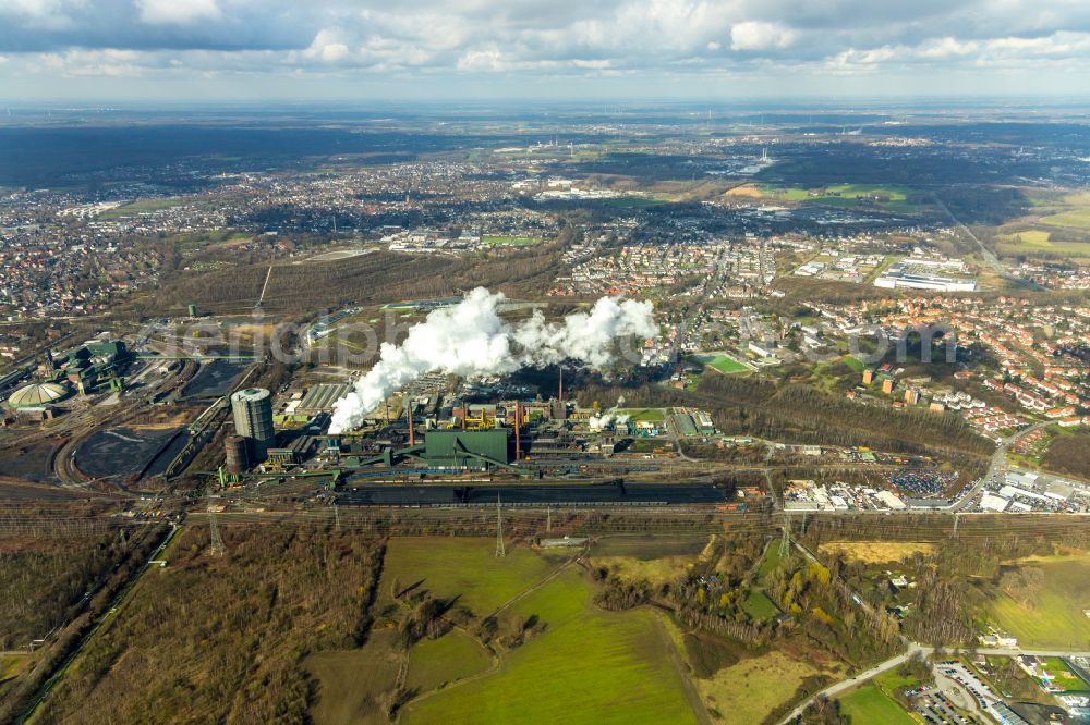 Aerial image Bottrop - Factory premises of the steel construction company Kokerei Prosper - ArcelorMittal Bottrop GmbH in Bottrop in the Ruhr area in the state of North Rhine-Westphalia