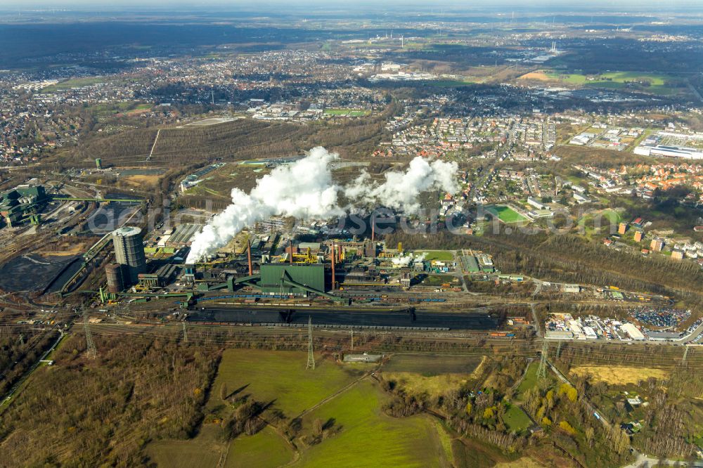 Aerial photograph Bottrop - Factory premises of the steel construction company Kokerei Prosper - ArcelorMittal Bottrop GmbH in Bottrop in the Ruhr area in the state of North Rhine-Westphalia