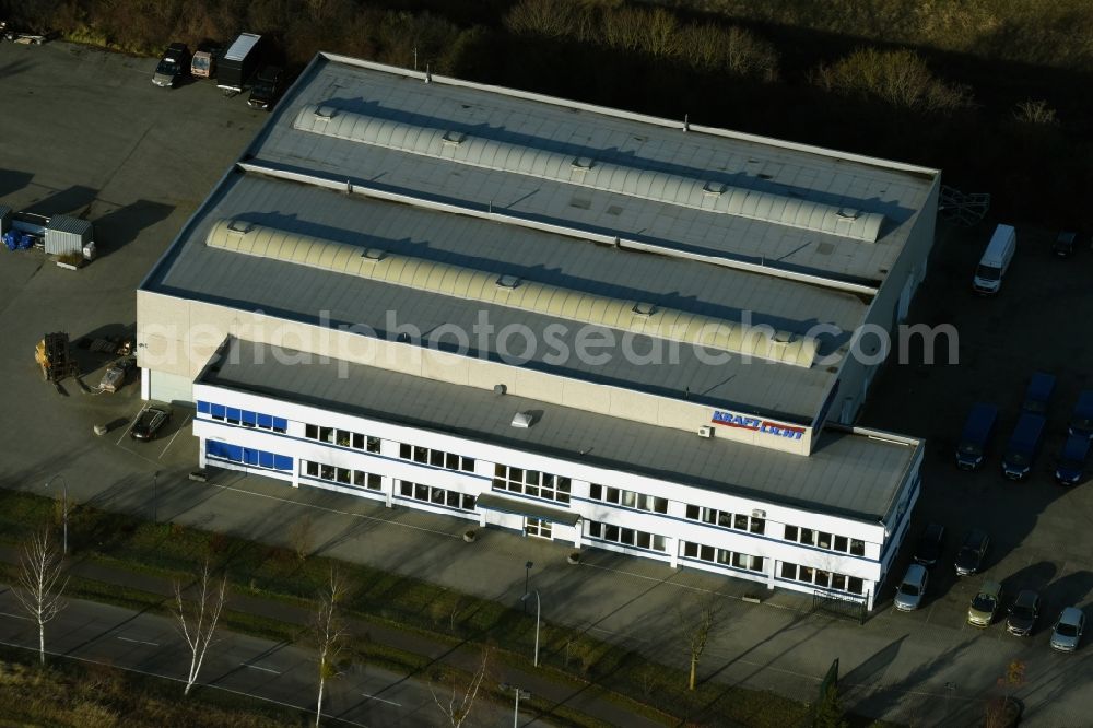 Aerial image Rüdersdorf - Building and production halls on the premises of Kraft- und Lichtanlagen GmbH in Ruedersdorf in the state Brandenburg