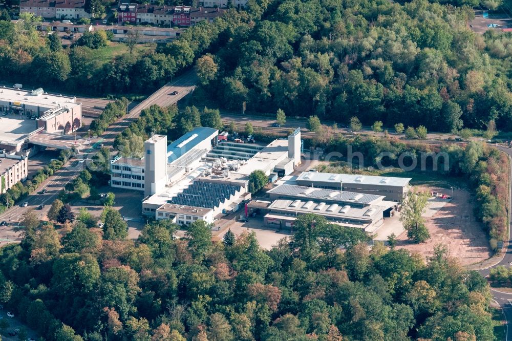 Offenburg from the bird's eye view: Building and production halls on the premises of Kratzer GmbH & Co. KG on Marlener Strasse in Offenburg in the state Baden-Wurttemberg, Germany