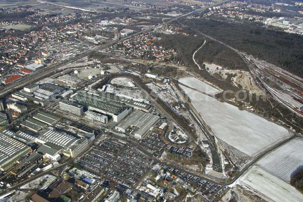 Aerial image München - Building and production halls on the premises of KraussMaffei Technologies GmbH in the district Allach-Untermenzing in Munich in the state Bavaria, Germany