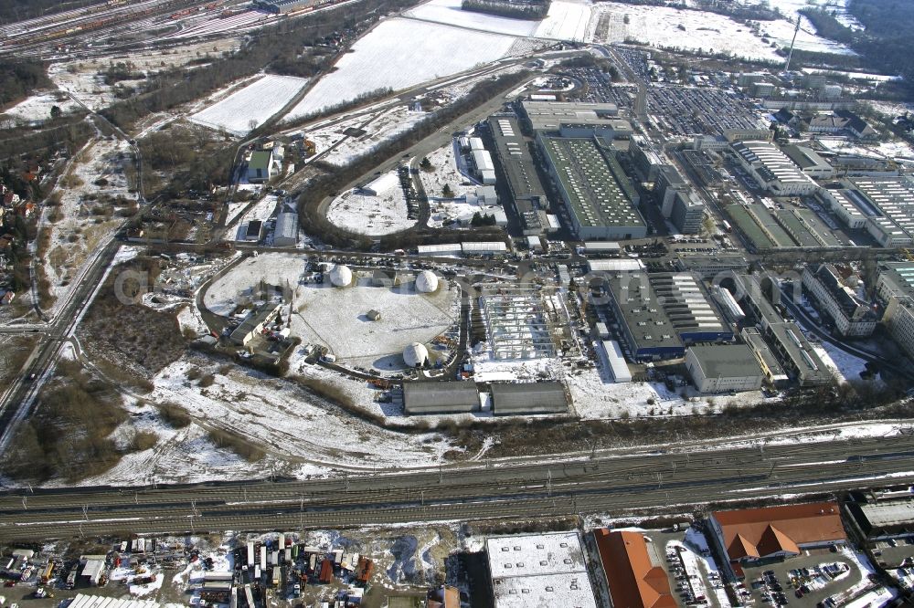 Aerial photograph München - Building and production halls on the premises of KraussMaffei Technologies GmbH in the district Allach-Untermenzing in Munich in the state Bavaria, Germany