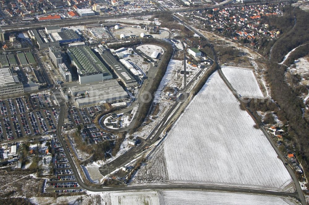 München from above - Building and production halls on the premises of KraussMaffei Technologies GmbH in the district Allach-Untermenzing in Munich in the state Bavaria, Germany