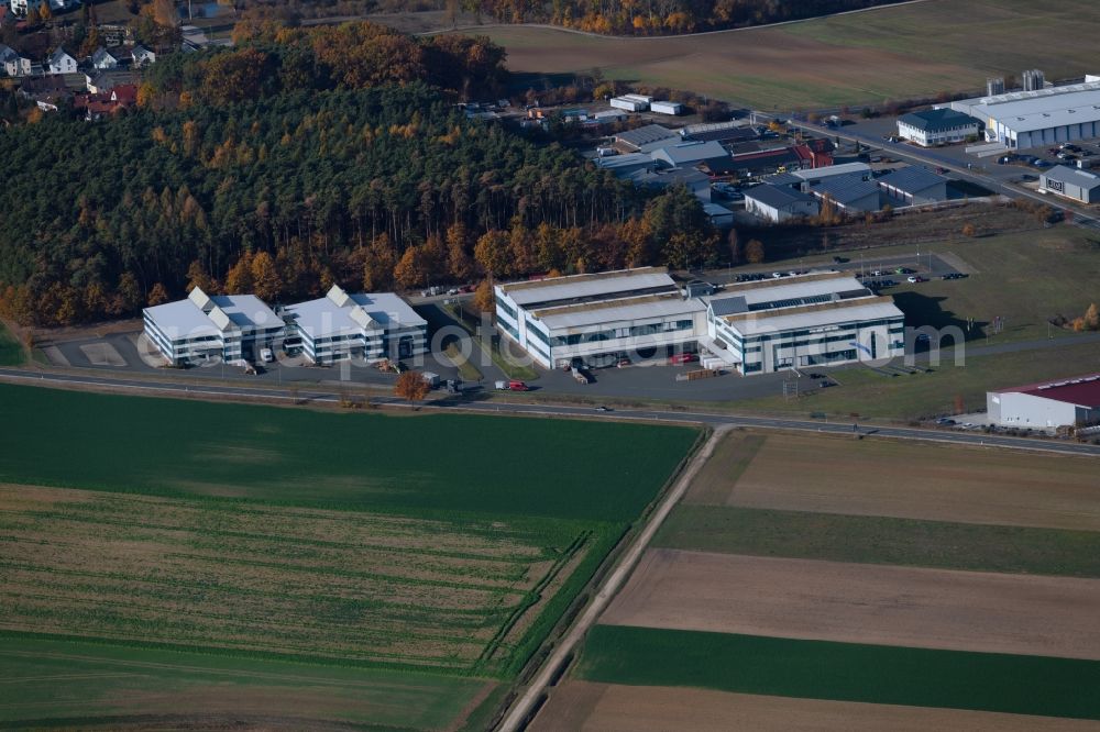 Hallerndorf from above - Building and production halls on the premises of C. Kreul GmbH & Co. on Carl-Kreul-Strasse in Hallerndorf in the state Bavaria, Germany