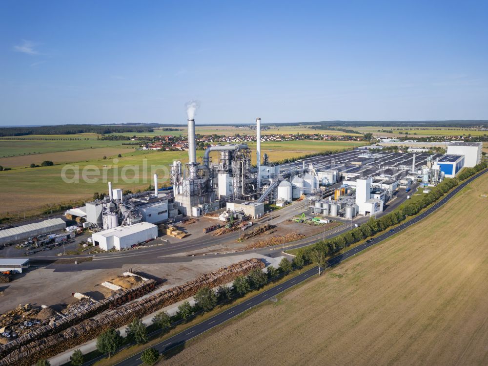 Aerial image Lampertswalde - Building and production halls on the premises of Kronospan GmbH on street Muehlbacher Strasse in the district Quersa in Lampertswalde in the state Saxony, Germany