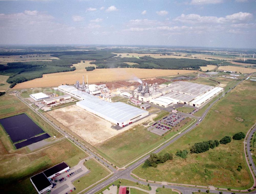 Heiligengrabe from above - Werksgelände der KRONOTEX GmbH im Gewerbegebiet Heiligengrabe. 08.07.02