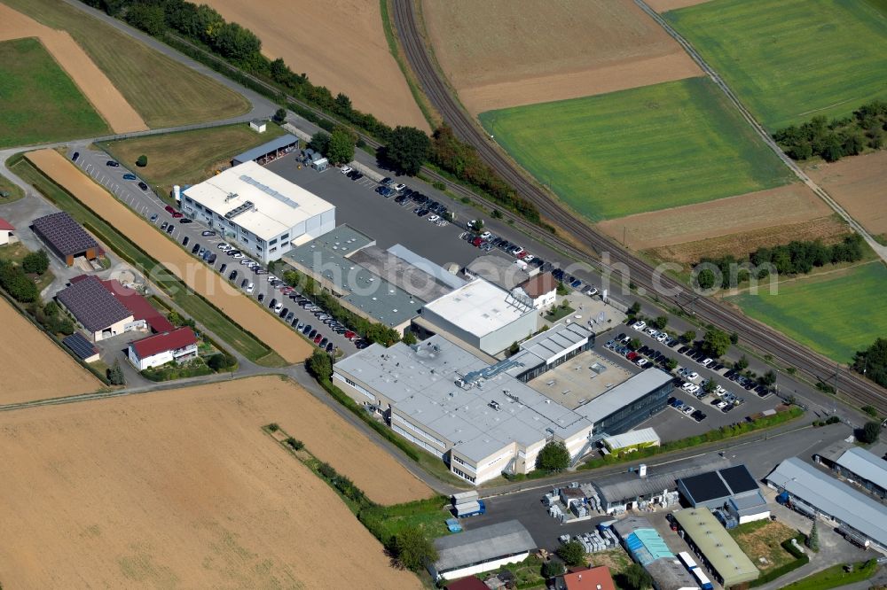 Aerial image Lauda-Königshofen - Building and production halls on the premises LAUDA DR. R. WOBSER GMBH & CO. KG along the Pfarrstrasse in Lauda-Koenigshofen in the state Baden-Wurttemberg, Germany