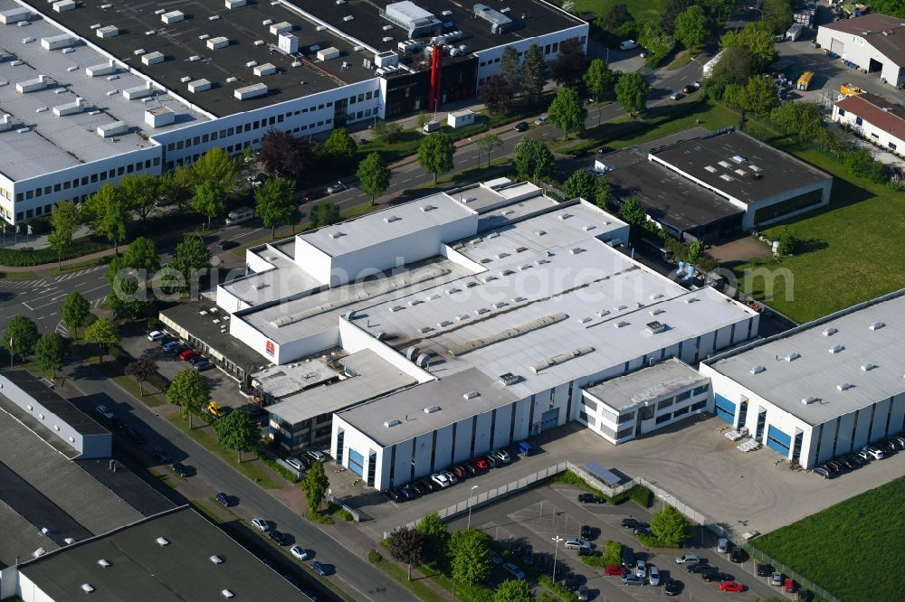 Aerial image Espelkamp - Building and production halls on the premises of LAWECO Maschinen- and Apparatebau GmbH in Espelkamp in the state North Rhine-Westphalia, Germany