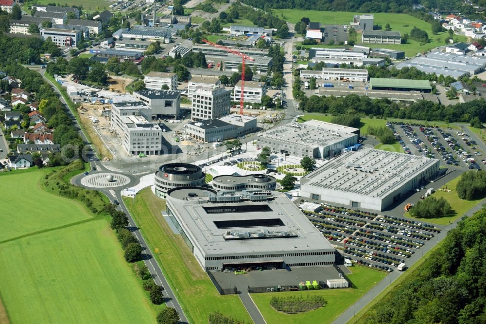 Aerial image Wetzlar - Building and production halls on the premises of LEICA WELT IM LEITZ-PARK in Wetzlar in the state Hesse, Germany