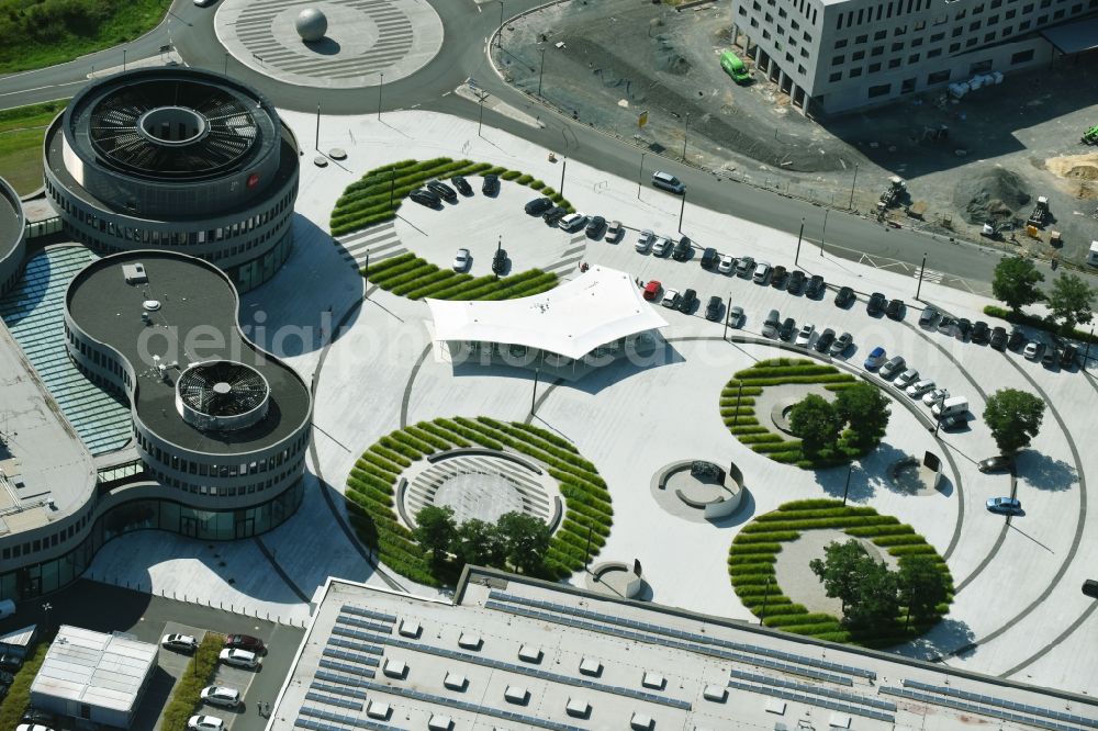 Wetzlar from above - Building and production halls on the premises of LEICA WELT IM LEITZ-PARK in Wetzlar in the state Hesse, Germany