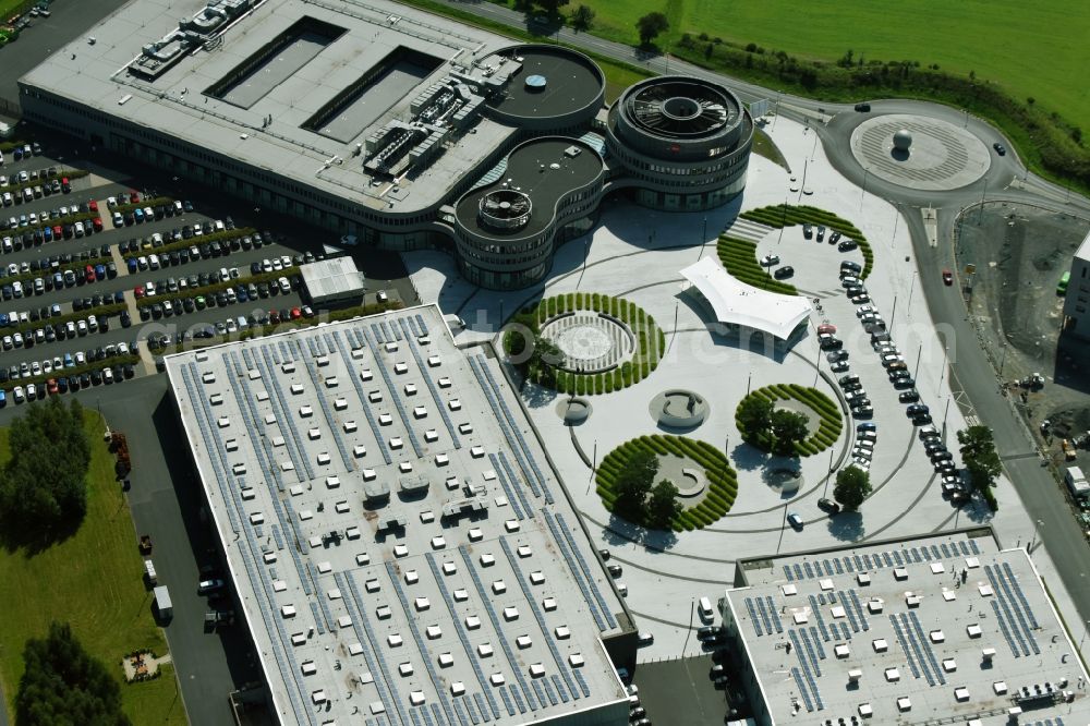 Wetzlar from the bird's eye view: Building and production halls on the premises of LEICA WELT IM LEITZ-PARK in Wetzlar in the state Hesse, Germany