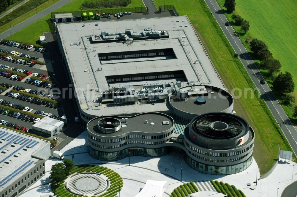 Aerial image Wetzlar - Building and production halls on the premises of LEICA WELT IM LEITZ-PARK in Wetzlar in the state Hesse, Germany