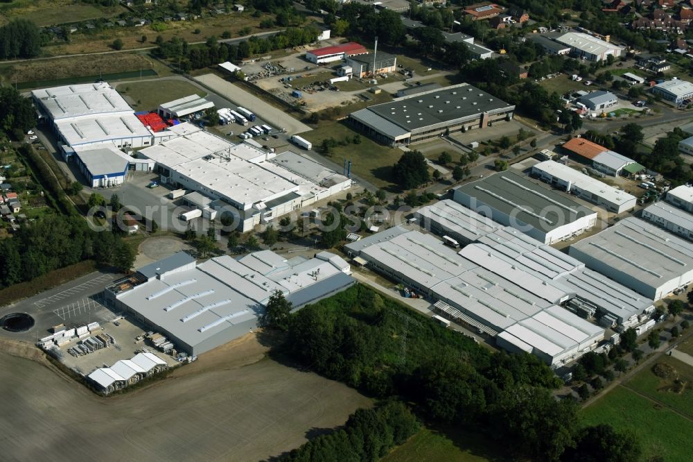 Aerial image Ludwigslust - Building and production halls on the premises of the Lewens Sonnenschutz-Systeme GmbH & Co. KG in Ludwigslust in the state Mecklenburg - Western Pomerania