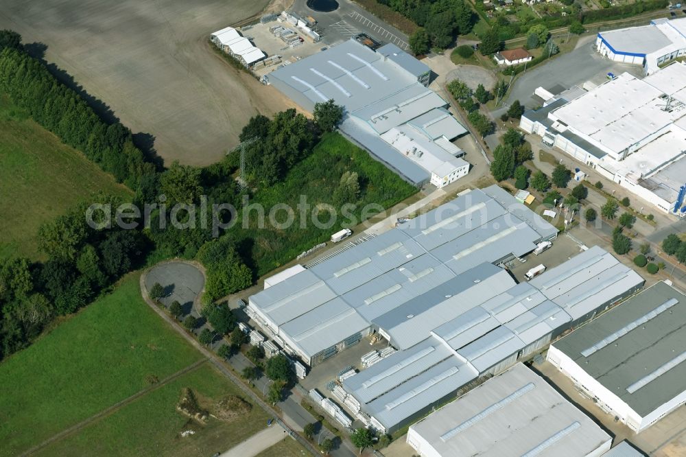 Aerial image Ludwigslust - Building and production halls on the premises of the Lewens Sonnenschutz-Systeme GmbH & Co. KG in Ludwigslust in the state Mecklenburg - Western Pomerania