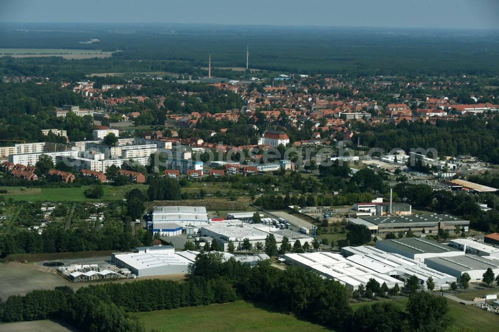 Aerial photograph Ludwigslust - Building and production halls on the premises of the Lewens Sonnenschutz-Systeme GmbH & Co. KG in Ludwigslust in the state Mecklenburg - Western Pomerania