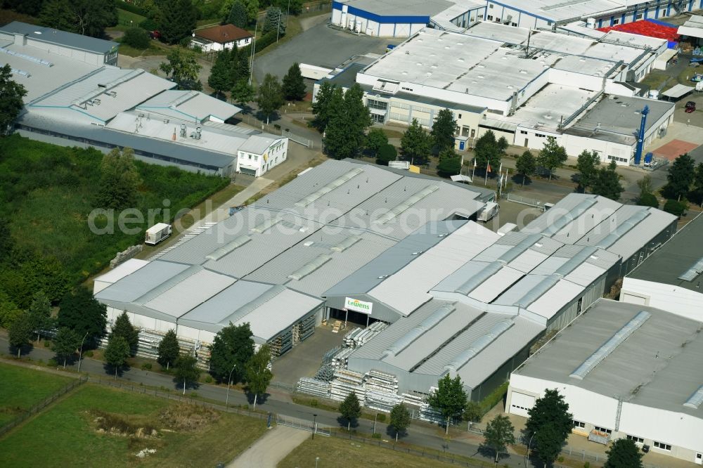 Ludwigslust from the bird's eye view: Building and production halls on the premises of the Lewens Sonnenschutz-Systeme GmbH & Co. KG in Ludwigslust in the state Mecklenburg - Western Pomerania