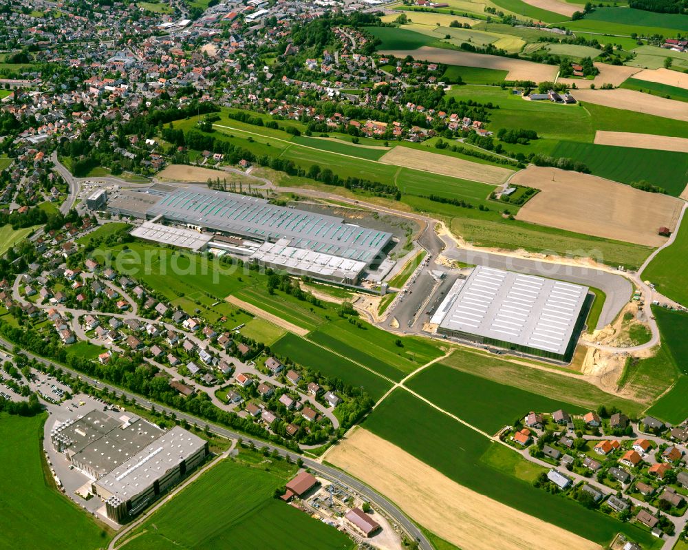 Aerial image Ochsenhausen - Building and production halls on the premises Liebherr-Hausgeraete Ochsenhausen GmbH Liebherr-Hausgeraete-Kundenzentrum on Memminger Str in Ochsenhausen in the state Baden-Wuerttemberg, Germany