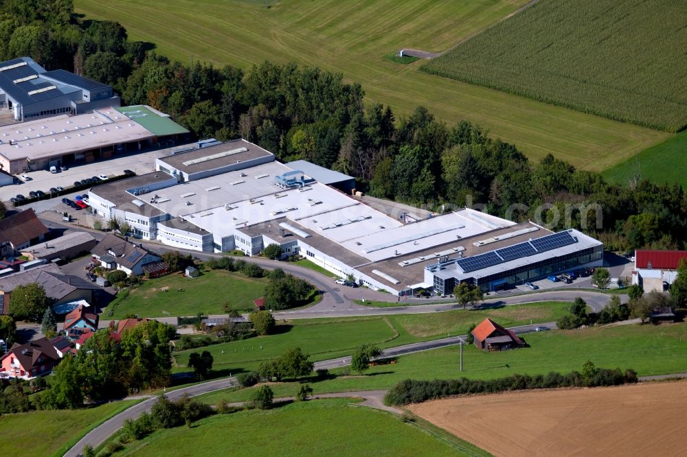 Aerial image Schöntal - Building and production halls on the premises of LTI-Metalltechnik GmbH Im Fluerlein in Schoental in the state Baden-Wurttemberg, Germany