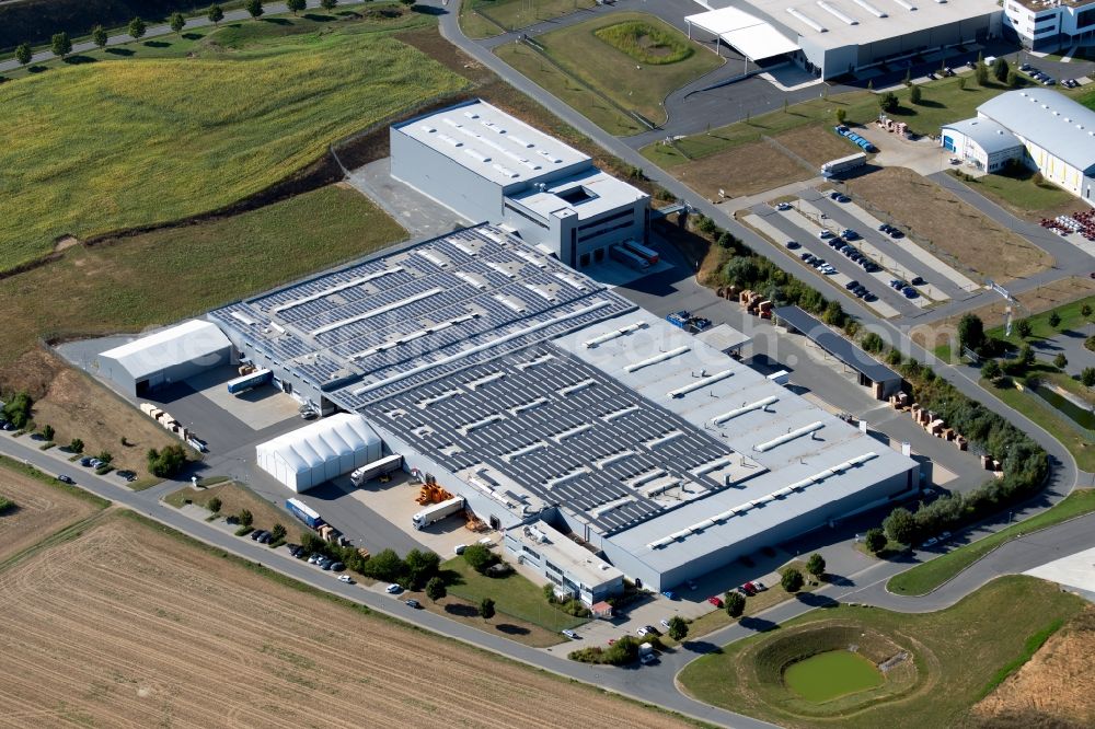 Boxberg from above - Building and production halls on the premises of LTI-Metalltechnik GmbH in the Rudolf-Diesel-Strasse in Boxberg in the state Baden-Wurttemberg, Germany